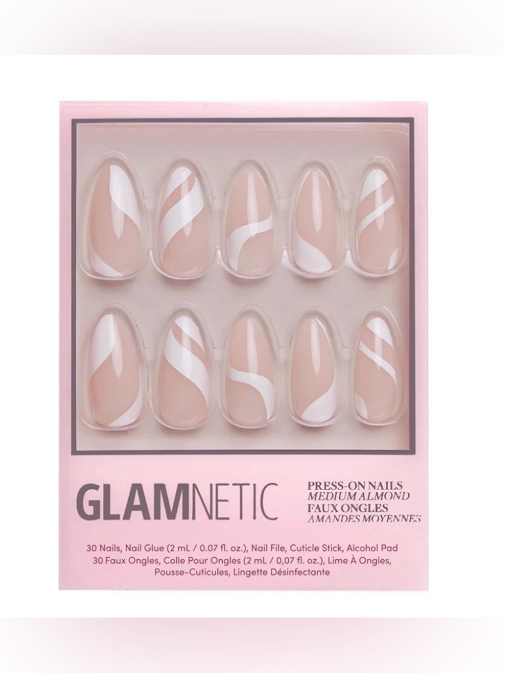 Glamnetic MARSHMALLOW SWIRL Press-On Nails Medium Almond Nib
